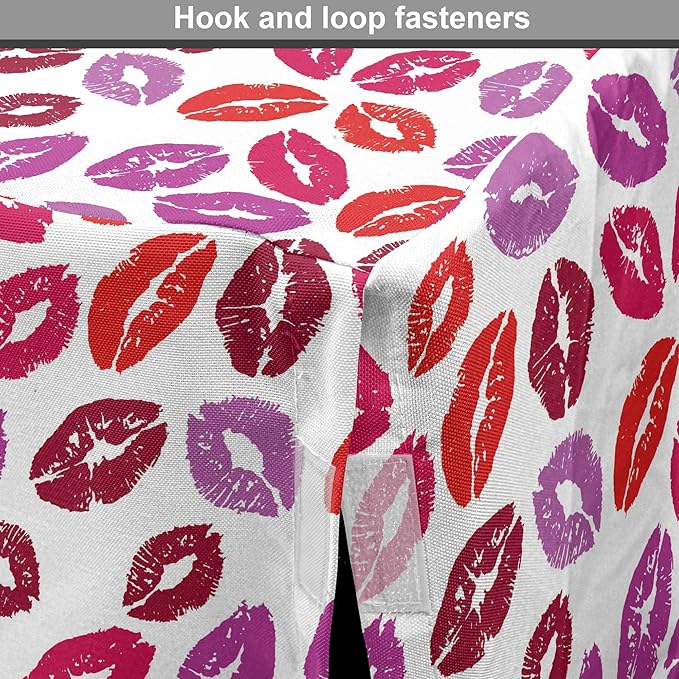 Lunarable Kiss Dog Crate Cover, Fun Colorful Design Lipsticks Kisses Fashion Illustration Print Artwork, Easy to Use Pet Kennel Cover for Medium Large Dogs, 30 Inch, Fuchsia and Raspberry