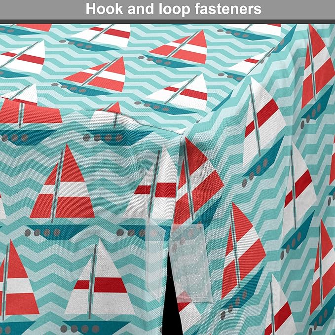 Lunarable Sail Boat Dog Crate Cover, Chevron Zigzag Lines Wavy Ocean Ships Abstract Geometric Summer Season, Easy to Use Pet Kennel Cover for Medium Large Dogs, 48 Inch, Teal Dark Coral White