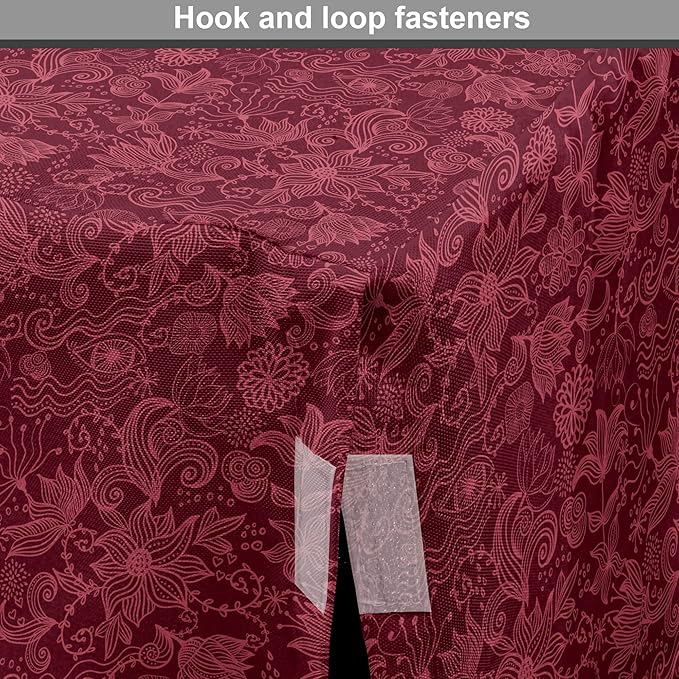 Lunarable Burgundy Dog Crate Cover, Cheerful Nature Inspired Gardening Pattern with Blooming Flowers Ornate Style, Easy to Use Pet Kennel Cover for Small Dogs Puppies Kittens, 18 Inch, Burgundy Coral