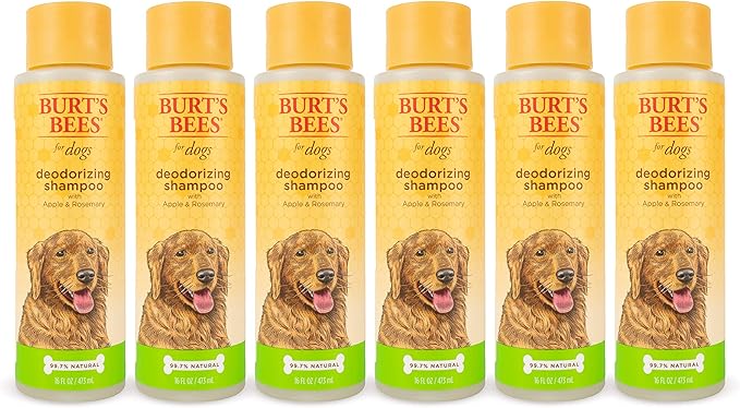 Burt's Bees for Pets Deodorizing Dog Shampoo with Apple and Rosemary, 95% Natural Origin Formulas, Dog Deodorizing Shampoo - Gentle Dog Shampoo, Best Dog Shampoo for Smelly Dogs, 16 oz