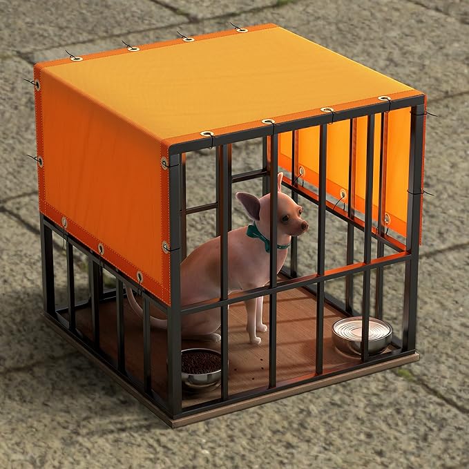 ColourTree 4' x 7' Orange Custom Size Waterproof Shade Cloth with Grommets - 90% Sunblock, Durable Mesh Fabric Tarp for Dog Kennel Cover, Fence Privacy Screen, Greenhouse, Coop & Pet Playpen