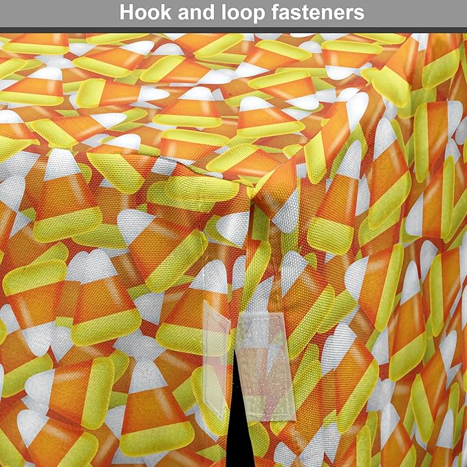 Lunarable Candy Corn Dog Crate Cover, Halloween Design of Cartoon Style Foods Scattered Randomly, Easy to Use Pet Kennel Cover for Medium Large Dogs, 36 Inch, Apricot Avocado Green