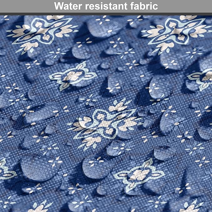 Lunarable Damask Blue Dog Crate Cover, Azulejo Talavera Inspired Continuous Pattern of Motif, Easy to Use Pet Kennel Cover for Medium Large Dogs, 48 Inch, Dark Sky Blue Pale Blue