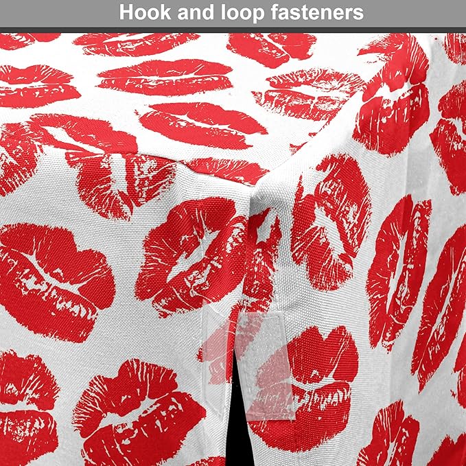 Lunarable Kiss Dog Crate Cover, Rhythmic Make up Red Luscious Lips Lipstick Imprint Illustration, Easy to Use Pet Kennel Cover for Small Dogs Puppies Kittens, 18 Inch, Dark Pink and White