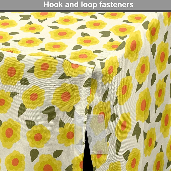 Lunarable Daffodil Dog Crate Cover, Retro Abstract Small Bedding Plants Flourishing Meadow Girls Design, Easy to Use Pet Kennel Cover for Medium Large Dogs, 42 Inch, Yellow Green Orange