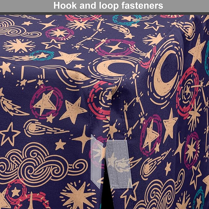Lunarable Hipster Dog Crate Cover, Hand Drawn Starry Scene of Constellation Crescent Space-Themed Layout, Easy to Use Pet Kennel Cover for Medium Large Dogs, 36 Inch, Navy Blue and Multicolor