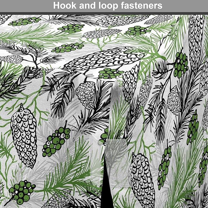 Lunarable Green Xmas Dog Crate Cover, Pine Cones and Holiday Theme Plants Fir Tree Motifs Print, Easy to Use Pet Kennel Cover for Medium Large Dogs, 36 Inch, White Fern Green