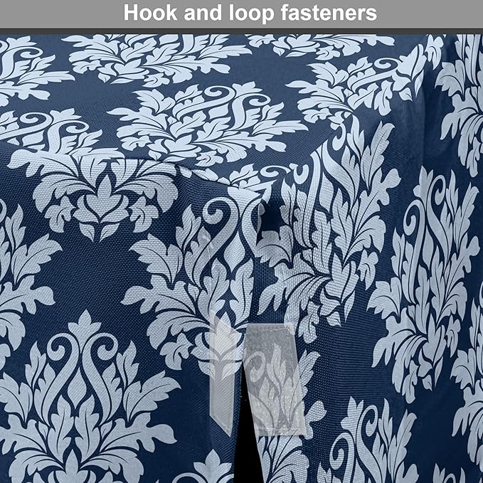 Lunarable Damask Blue Dog Crate Cover, Abstract Antique Royal Motif with Leaves and Swirls, Easy to Use Pet Kennel Cover for Cats & Medium Dogs, 24 Inch, Ceil Blue Violet Blue