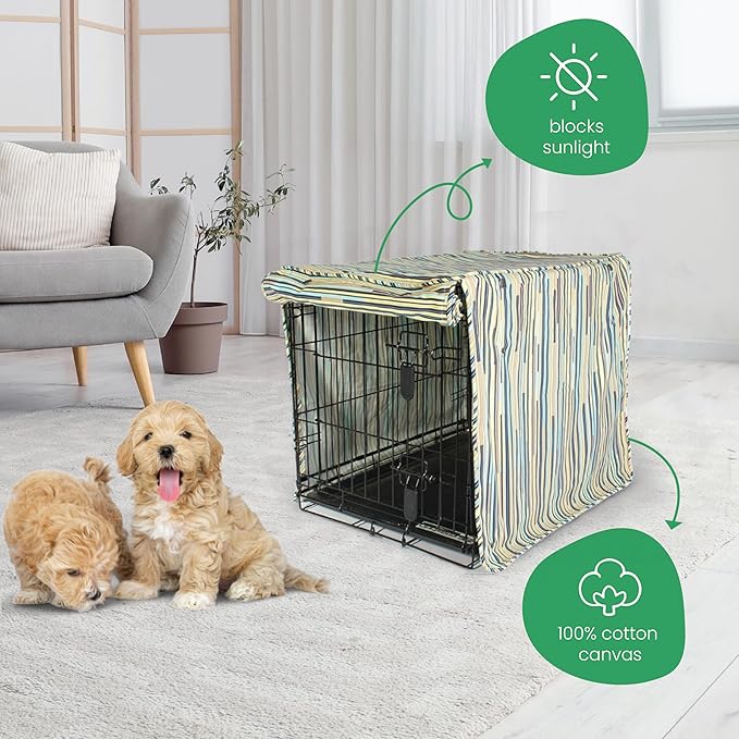 Molly Mutt I Don't Like Mondays Dog Crate Cover, 100% Cotton Canvas Cover with 2 Roll-Up Panels, Ideal for Dog or Cat Crate, Durable, Washable, and Free of Harmful Chemicals, 24" x 18" x 21"