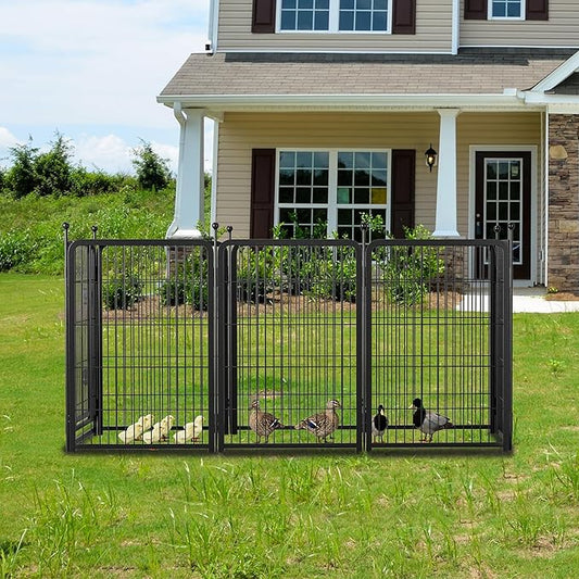 40" H Dog Crate Dog Playpen 8 Panels Furniture Heavy Duty Dog Fence Door with Side Openings,for Large Medium Small Dogs Indoor Outdoor Foldable Pet Exercise Pen,Black