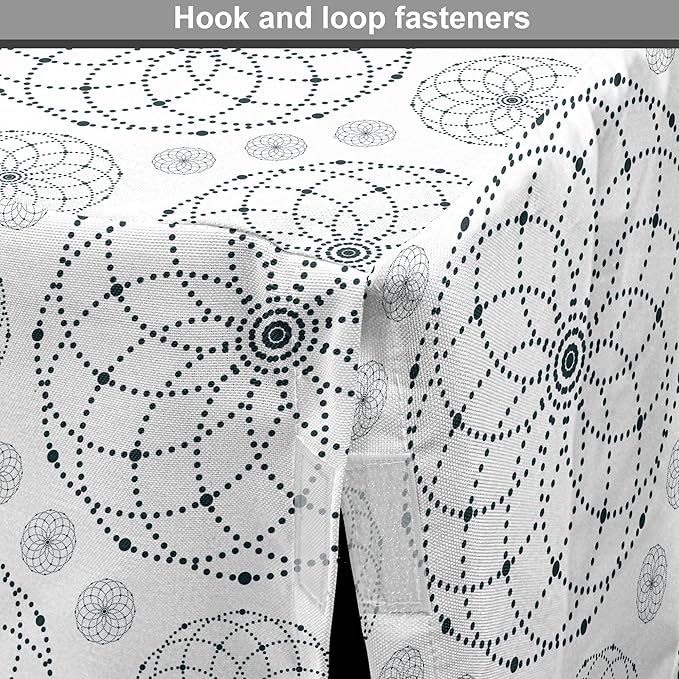 Ambesonne Sacred Geometry Dog Crate Cover, Circular Formations with Dots Flower Like Elements Design Print, Easy to Use Pet Kennel Cover for Medium Large Dogs, 36 Inch, Dark Petrol Blue White
