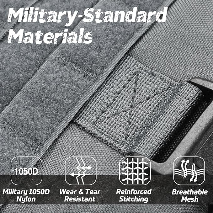 rabbitgoo Tactical Dog Harness for Large Dogs, Heavy Duty Dog Harness with Handle, No-Pull Service Dog Vest Large Breed, Adjustable Military Dog Vest Harness for Training Hunting Walking, Grey, XL
