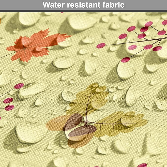 Lunarable Autumn Pumpkin Dog Crate Cover, Seasonal Image with Fall Botanical Elements Leaves and Acorns, Easy to Use Pet Kennel Cover for Cats & Medium Dogs, 30 Inch, Pastel Yellow Multicolor