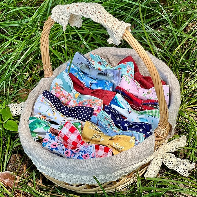 Dog Bow Ties, SJANE 50 Pcs Delicate Multiple Styles & Colors Dog Collar Attachment Bowties for Pet Collar Accessories Bowties for Christmas Parties Wedding Birthday Special Occasions