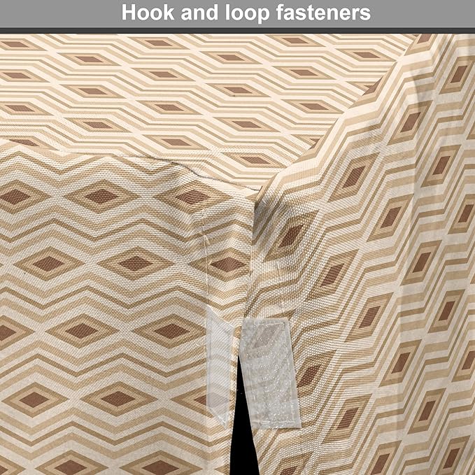 Lunarable Contemporary Brown Dog Crate Cover, Horizontal Rhombus and Zigzag, Easy to Use Pet Kennel Cover for Medium Large Dogs, 36 Inch, Pastel Brown Champagne