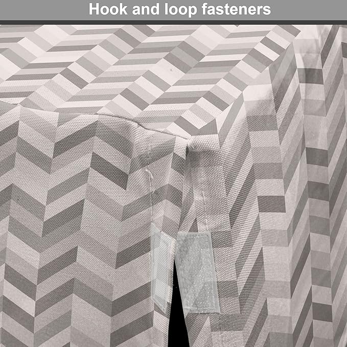 Lunarable Chevron Dog Crate Cover, Monochrome Stripes 3 Dimensional Pattern Geometric Chevron Design Abstract, Easy to Use Pet Kennel Cover for Cats & Medium Dogs, 24 Inch, Taupe and Grey