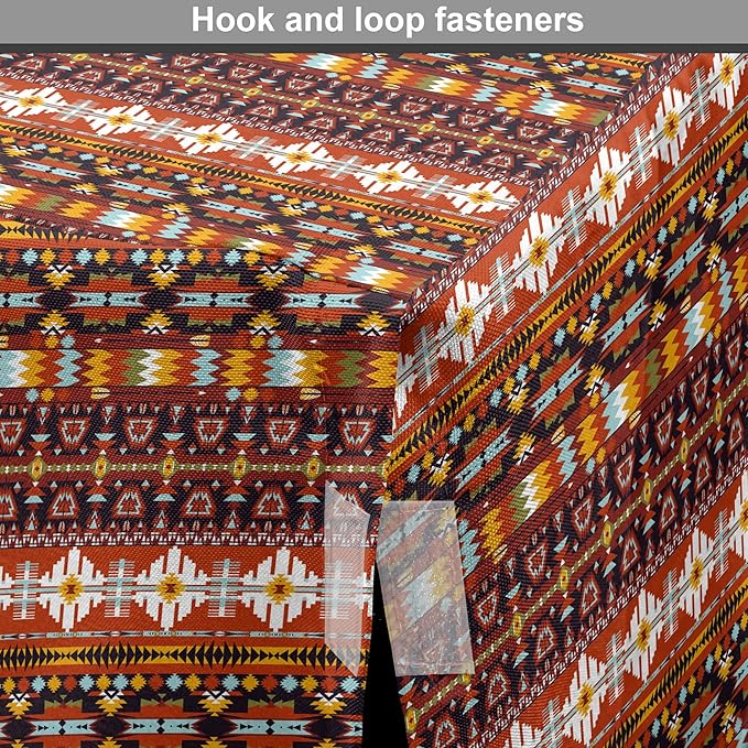 Lunarable Aztec Dog Crate Cover, Ornate Rich Motifs in Autumn Colors Geometric and Floral Design Old Tribal, Easy to Use Pet Kennel Cover for Small Dogs Puppies Kittens, 22 Inch, Orange Yellow Blue