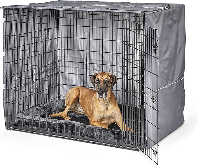 New World Pet Products XXL Dog Crate Cover, Privacy Dog Crate Cover Designed to Fit Midwest Ginormous Dog Crate Models SL54 & SL54DD, Machine Wash & Dry, Gray, 54-Inch