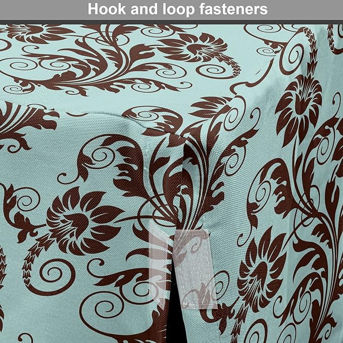 Ambesonne Art Nouveau Dog Crate Cover, Vintage Swirls Vibrant Foliage Damask Style Classic Renaissance, Easy to Use Pet Kennel Cover for Medium Large Dogs, 48 Inch, Seal Brown and Pale Blue