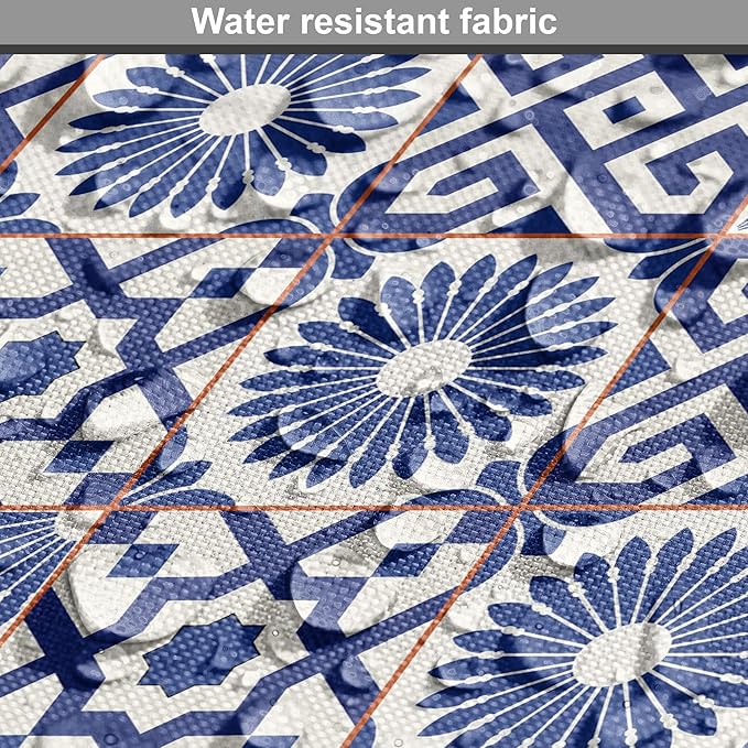 Lunarable Geometric Dog Crate Cover, Azulejo Tile Motifs Portuguese Ceramic Pattern European Art, Easy to Use Pet Kennel Cover for Small Dogs Puppies Kittens, 18 Inch, Burnt Sienna Royal Blue