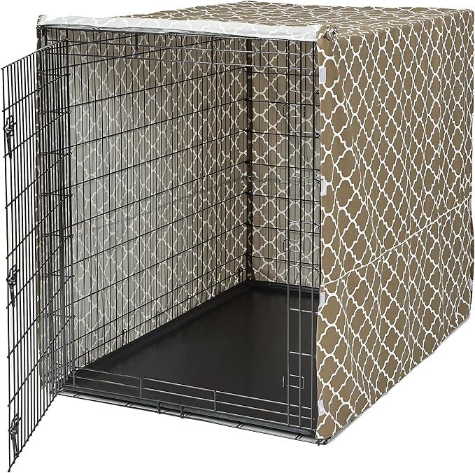MidWest Homes for Pets Dog Crate Cover, Privacy Dog Crate Cover Fits Midwest Dog Crates, Crate Cover Only; Machine Wash & Dry; Brown Geo Print; 54 inch