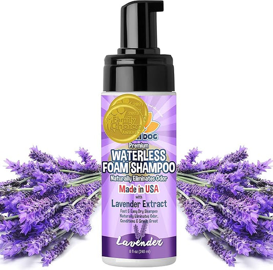 Bodhi Dog Waterless Shampoo - Natural Dry Shampoo for Dogs & Cats - Neutralizes Pet Odor - No Rinse Required - Made of Natural Extracts - Safe for Sensitive Skin - Made in USA - Lavender (8 Fl Oz)