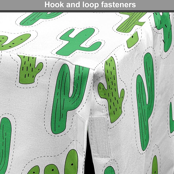 Lunarable Cactus Print Dog Crate Cover, Hand Drawn Cutout Style Cactus Plants Warm Climate Botany with Thorns, Easy to Use Pet Kennel Cover for Medium Large Dogs, 36 Inch, White Lime Green