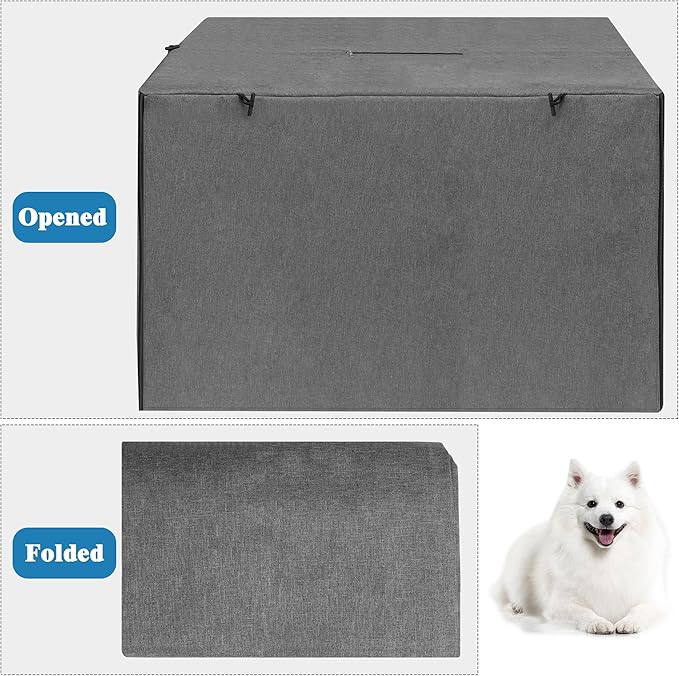 Deblue 42 inches Dog Crate Cover, Sturdy Windproof Pet Kennel Cover Universal Fit for 1 2 Doors Standard Wire Cage (Grey)