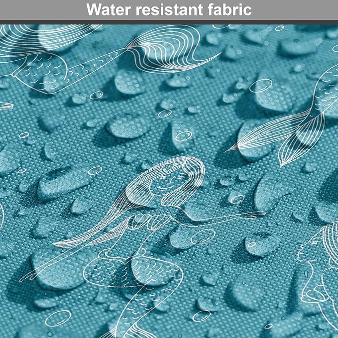 Lunarable Mermaid Tail Dog Crate Cover, Cartoon Design of Aquatic Girl Swimming Underwater Bubbles, Easy to Use Pet Kennel Cover for Cats & Medium Dogs, 24 Inch, Dark Turquoise Ivory