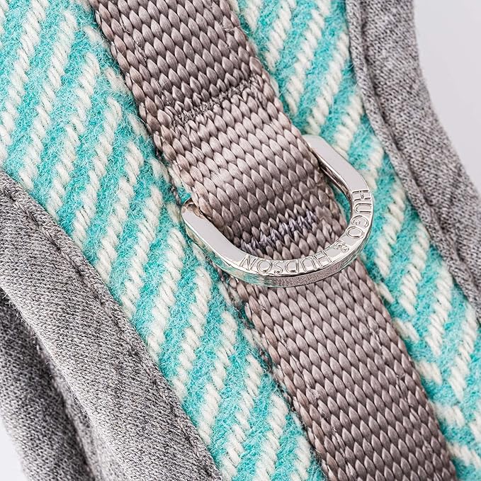 HUGO & HUDSON Dog Harness, No-Pull Anti Choke Tweed Harness Vest, Aqua Herringbone, M