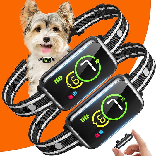 Dog Bark Collar 2 Pack, Smart Bark Collar for Small Medium Large Dogs, Safe & Humane Dog Barking Collar, Automatic Anti Bark Collar with Adjustable Beep Vibration Modes and 7 Sensitivity，Black