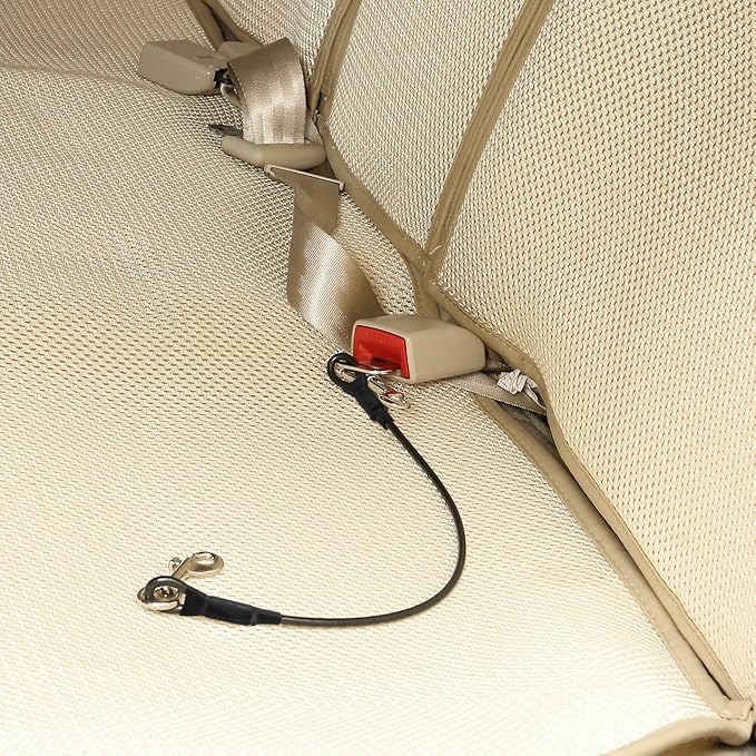 Dog Car Seat Belt, Stainless Steel Cable Chew Proof Pet Car Seat Belt Safety Restraint Tether Puppy Vehicle Seat Belt Double Clip Chew Proof Dog Car Leash Lead(40 inch)