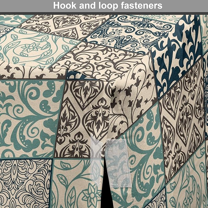 Lunarable Geometric Dog Crate Cover, Antique Mosaic with Victorian Garden Motifs Damask and Scroll Flower, Easy to Use Pet Kennel Cover for Small Dogs Puppies Kittens, 18 Inch, Seafoam Brown Dark Blue