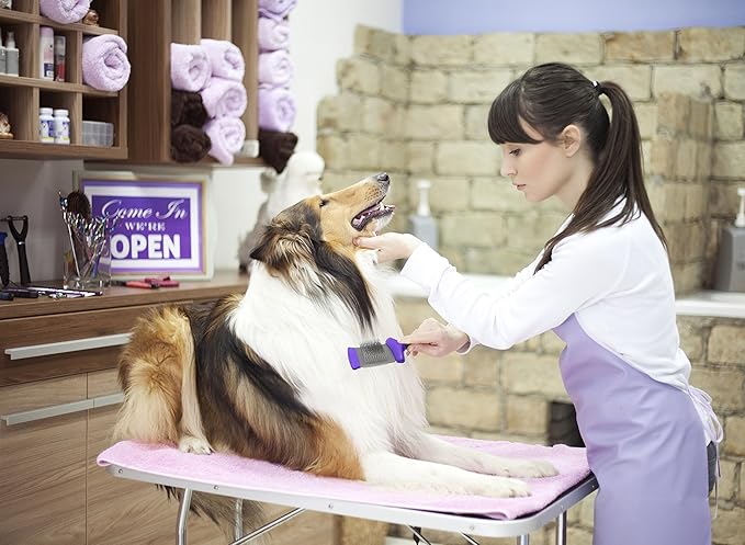 HERTZKO Double Sided Flexible Slicker Brush Removes Loose Hair, Tangles, and Knots, Flexible Head Contours on Your Pet’s Skin - Suitable for Dogs and Cats (Double Sided Brush)