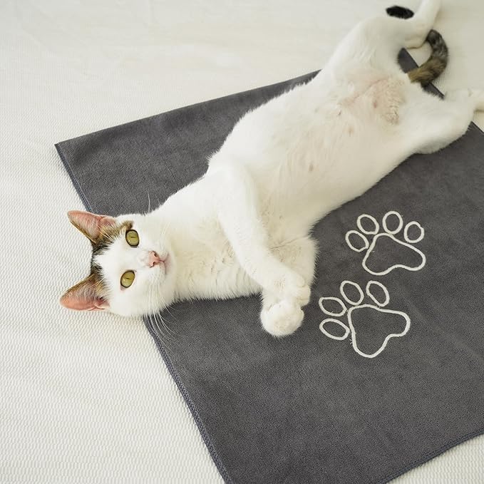 Unconditional Love | Premium Pet Drying Towel | Ultra Absorbent and Soft Microfiber Towel for Dogs and Cats (Grey)