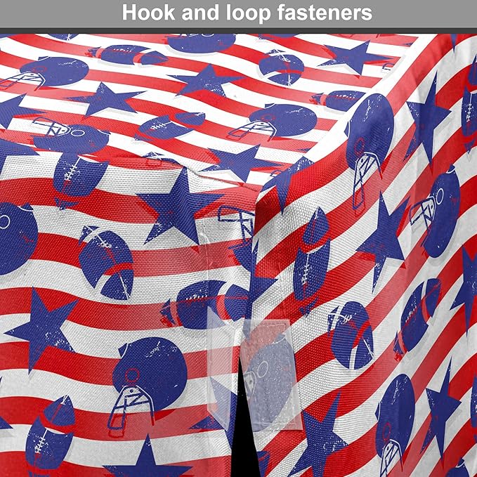 Lunarable Football Dog Crate Cover, Wavy Stripes and National Sport in American USA Inspired Colors, Easy to Use Pet Kennel Cover for Medium Large Dogs, 36 Inch, Coral Violet Blue White