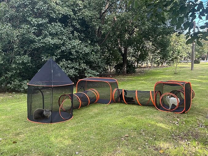 6 in 1 Cat Enclosure Cat Tunnel for Outside Rabbit and Small Animals Tent with Carry Bag