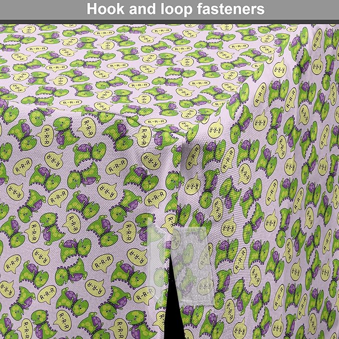 Lunarable Fantasy Dog Crate Cover, Green Dinosaurs Pattern Speech Bubbles Archeology Animal, Easy to Use Pet Kennel Cover for Cats & Medium Dogs, 24 Inch, Lilac Violet Green