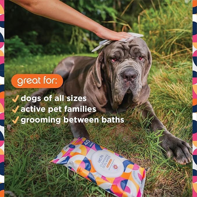 Pet Life Unlimited Pet Wipes for Dogs, Dog Cleaning Wipes - Plant-Based Dog Wipes with Moisturizing Aloe Leaf & Calendula - Made in The USA - Bergamot Apple Scent Dog Grooming Wipes - 40ct (Pack of 1)