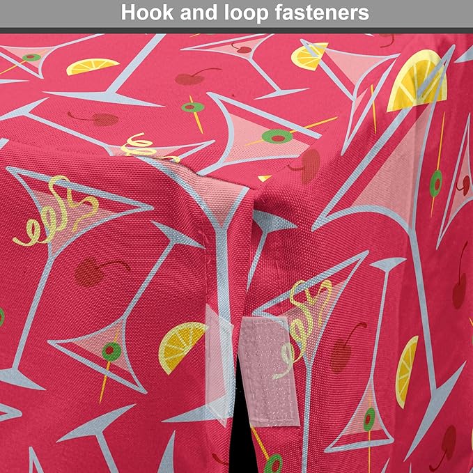Lunarable Drinks Dog Crate Cover, Exotic Pattern of Tropical Cocktail Party Glasses with Lemons Slice, Easy to Use Pet Kennel Cover for Medium Large Dogs, 48 Inch, Dark Coral Multicolor