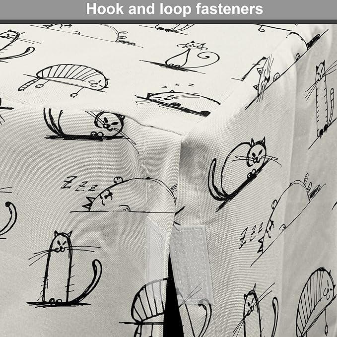 Lunarable Pet Dog Crate Cover, Funny Cat Characters Sketch Art Style Friendly Playful Kitties Lazy Fluffy Animals, Easy to Use Pet Kennel Cover for Medium Large Dogs, 42 Inch, Beige Black