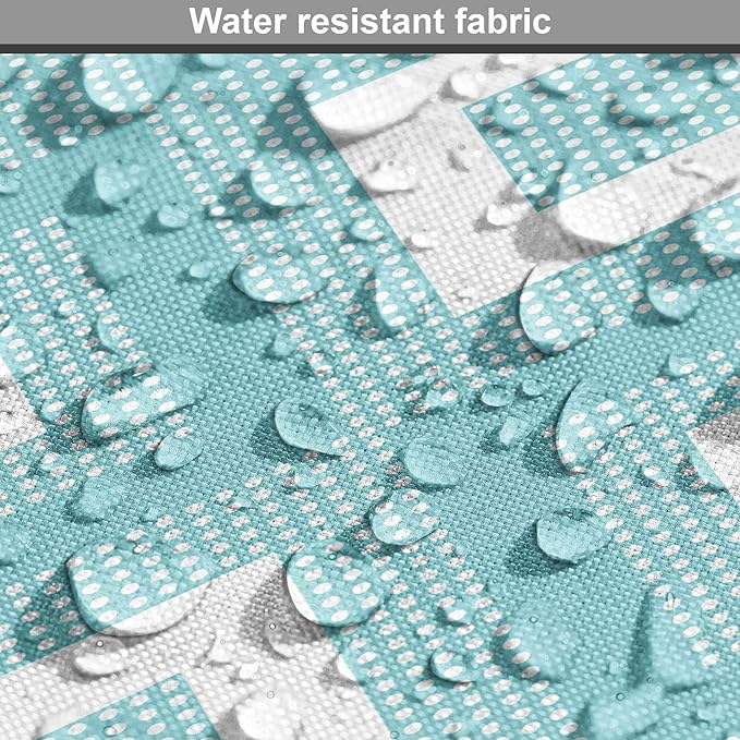 Lunarable Geometric Dog Crate Cover, Nested Diagonal Squares with Tiny Polka Dots Symmetric Repetition, Easy to Use Pet Kennel Cover for Small Dogs Puppies Kittens, 22 Inch, White and Pale Teal