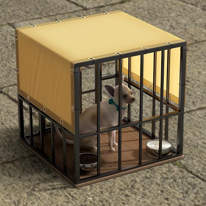 ColourTree 8' x 18' Beige Custom Size Waterproof Shade Cloth with Grommets - 90% Sunblock, Durable Mesh Fabric Tarp for Dog Kennel Cover, Fence Privacy Screen, Greenhouse, Coop & Pet Playpen