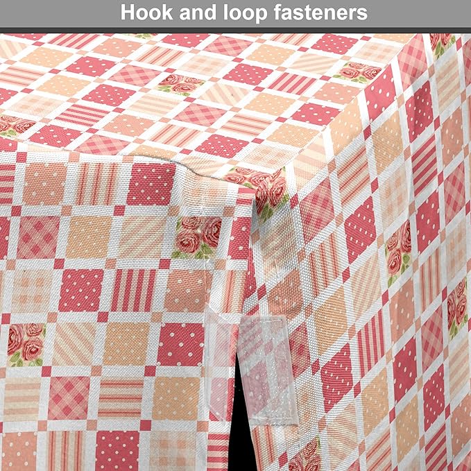 Lunarable Dusty Rose Dog Crate Cover, Patchwork Inspired with Different Patterned Squares Shabby Form Style, Easy to Use Pet Kennel Cover for Medium Large Dogs, 36 Inch, Salmon Dark Coral