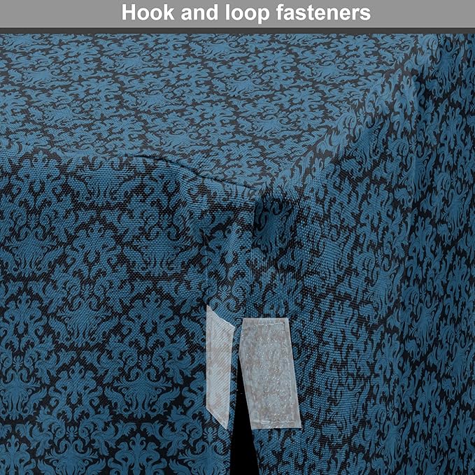 Lunarable Damask Blue Dog Crate Cover, Repetition with Rococo Inspired Royal Style Ornamental Pattern, Easy to Use Pet Kennel Cover for Cats & Medium Dogs, 24 Inch, Dark Grey and Turquoise