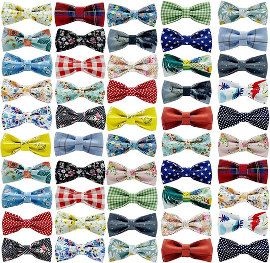 Dog Bow Ties, SJANE 50 Pcs Delicate Multiple Styles & Colors Dog Collar Attachment Bowties for Pet Collar Accessories Bowties for Christmas Parties Wedding Birthday Special Occasions
