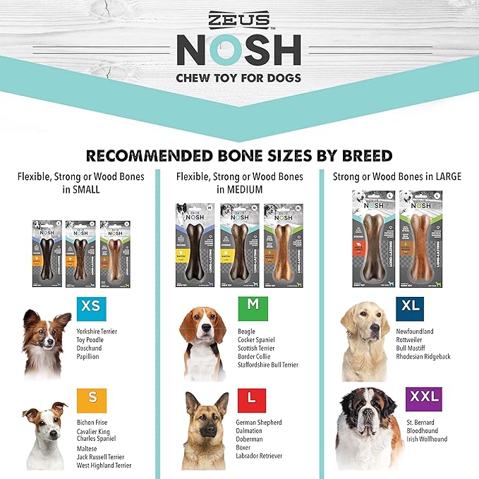 ZEUS Nosh Flexible Dog Chew Bones, Dog Chew Toys for Puppies Teething, Long Lasting Chicken Flavor, Small