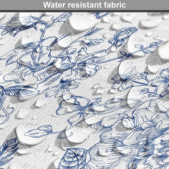 Lunarable Flowers Dog Crate Cover, Floral Themed Monochromatic Roses Peonies Bells Peas Bouquet Composition, Easy to Use Pet Kennel Cover for Small Dogs Puppies Kittens, 22 Inch, White Blue