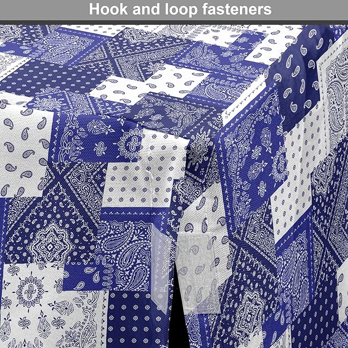 Lunarable Geometric Dog Crate Cover, Eastern Inspirations Canonical Paisley and Floral Composition Squares, Easy to Use Pet Kennel Cover for Small Dogs Puppies Kittens, 22 Inch, Dark Blue Cobalt Blue