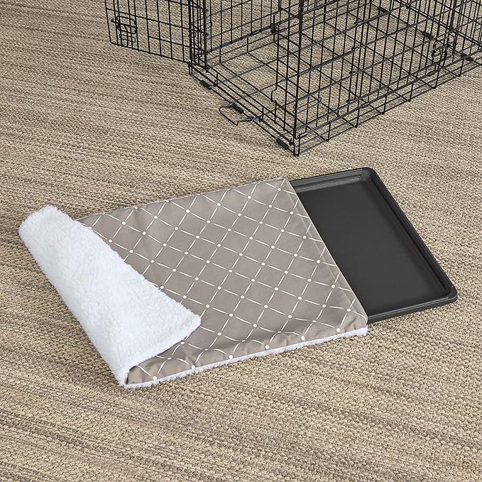 MidWest Homes for Pets Midwest Quiet Time Reversible Crate Pan Cover 30' Mushroom Diamond/Fleece